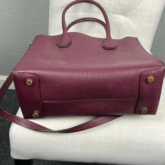 Michael Kors MK Mercer Large Satchel Plum Bag Pebbled Leather Accordion EUC - Picture 8 of 13